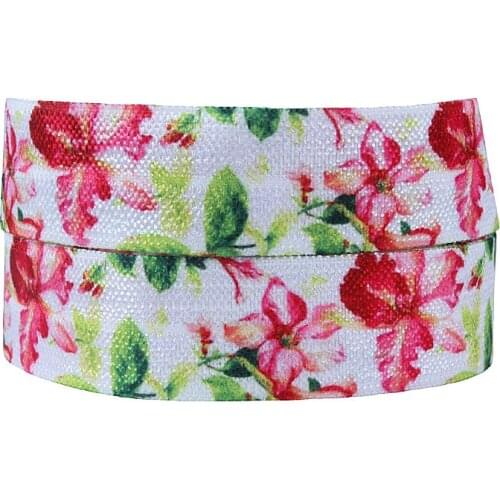 Flora Ribbons beautiful flower printed foe fold over elastic for women garment accessories