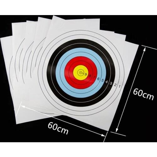10pcs Target Paper 60*60cm Shooting Bullseye Archery Target Pracice Sheet Full Ring Paper Beginner Target Practice