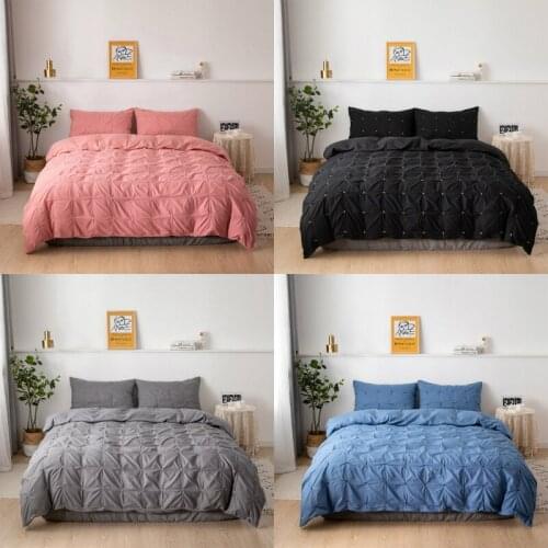 Lychee Solid Bedding Sets Plaid Duvet Cover Bedding Set Winter Full King Single Queen Winter Bedclothes 3pcs