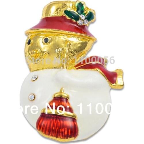 Fashion Jewelry Christmas Gift Brooches Crystal Snowman Brooch Pin For Kids X0254