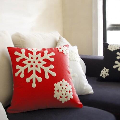Solid Christmas pillowcase Snowflake cushion cover Embroidered throw pillow case embroidered Home sofa decor 45x45cm