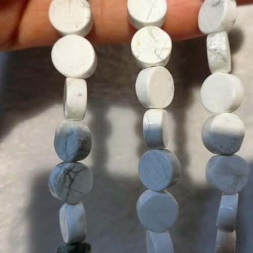 Wholesale 240pcs Flat Round White Turquoises Natural Stone Loose Beads For Jewelry Making DIY Bracelet Necklace Free Shiping