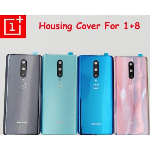 Original Back Battery Cover For Oneplus 8 Glass Rear Door Housing Replacement Case Repair Parts With Camera Lens For One Plus 8