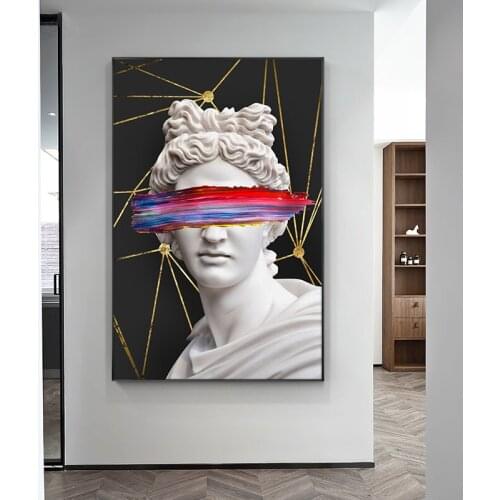 Apollo Bust Wall Art Paintings on Canvas Classic Figure Posters And Prints Black And White Modular Wall Pictures for Home Design