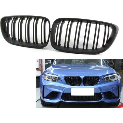 Pair Kidney Grille Grill Matte Black M2 Style For BMW F22 F23 220i 228i 235i M235i F87 Coupe Convertible 2 Door 2014-18
