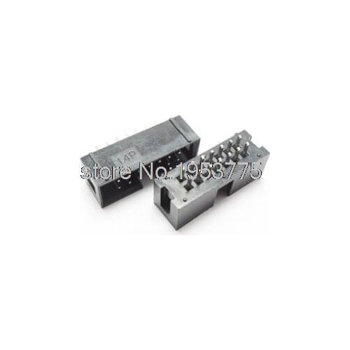 50 Pcs IDC Box Header DC3-14P 14 Way 2.54mm JTAG Socket Connector Black
