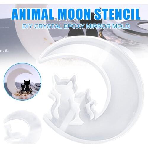 Silicone Earrings Mold Necklace Earring Pendant Resin Molds Drop Dangle Resin Earring Mold Jewelry Making Tools Cat Sit on Moon