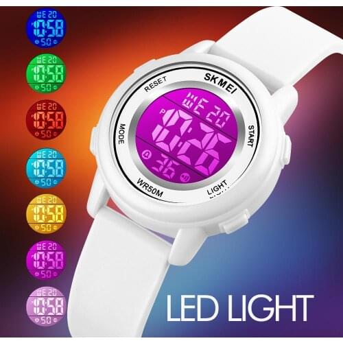 SKMEI 1721 LED Light Digital Children Sport Watches Stopwatch Calendar Clock 5Bar Waterproof Kids Wristwatch For Boys Girls Gift