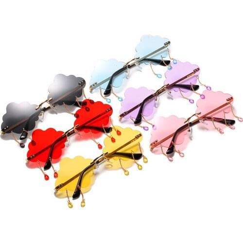 Fashion Rimless Sunglasses Women 2020 Vintage Clouds Tassel Steampunk Sunglasses Men Frameless Punk Glasses Shades UV400 Oculos