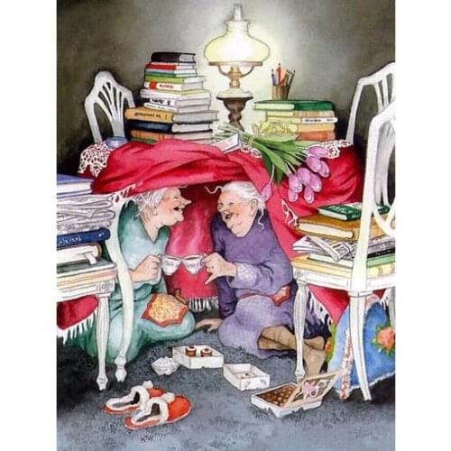 Old couple - New 5D DIY Diamond Painting Embroidery Full Square Diamond Cross Stitch Rhinestone Mosaic Painting Home Decor DW455
