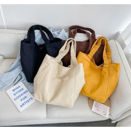 Bags for Women 2020 Solid Color Shoulder Bag Reusable Shopping Bags Casual Tote Female Handbag