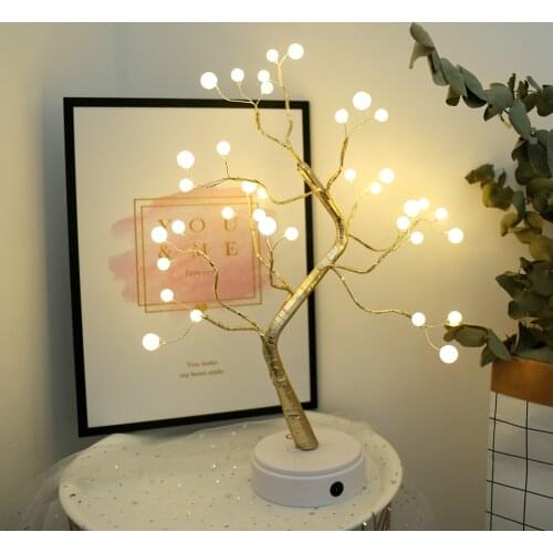 LED Copper Wire Night Light Tree Fairy Lights Home Decoration Night Lamp USB Battery Operated For Bedroom Bedside Table Lamp