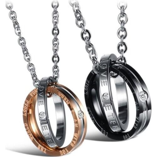 Eternal Love Buckle Ring Couples Pendant Necklace Titanium Steel generous Christmas Gift
