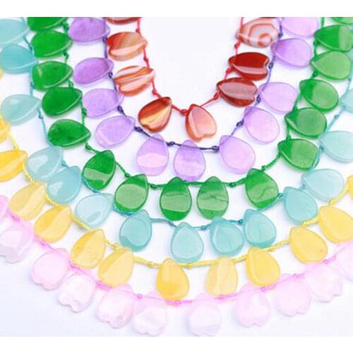High Quality 13x18mm Natural Stone Petal Shape Necklace Bracelet Jewelry Gem Loose Beads 24Pcs wk189JD