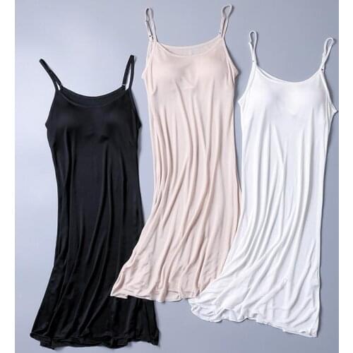 Womens 50% Silk 50% Viscose Knit Full Slip with Pads Sleepwear Chemise Adjustable Strap XS326