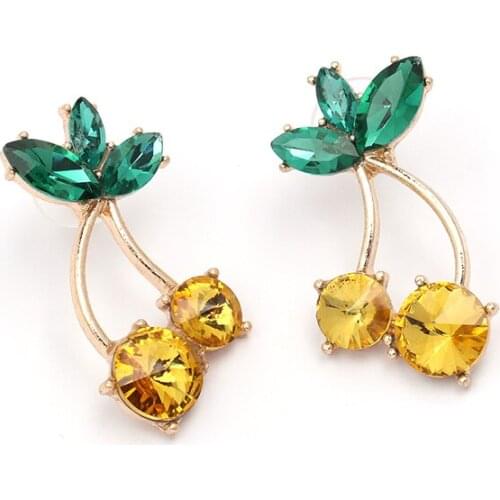 Plant Design Woman Earrings New Colorful Rhinestone Cute Earrings For Women 2021 Delicate Big Trend Ear Ring Wholesale Gift Za