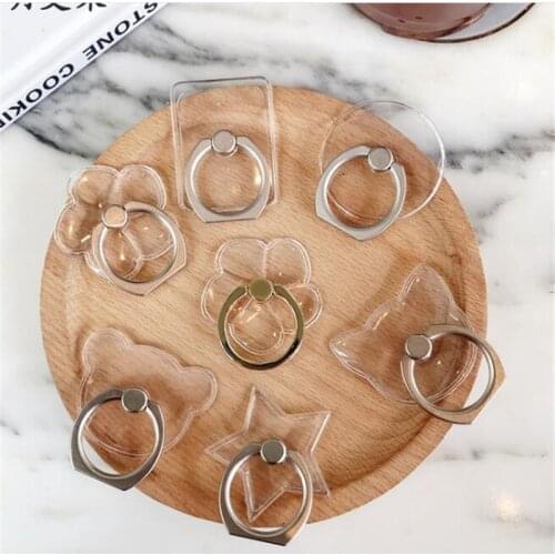 Transparent Circle Flower Finger Ring Phone Stand Holder Car Mobile Phone Holder Stand Suporte Celular For iPhone 11 All Phone