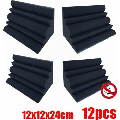12pcs 12x12x24cm Acoustic Foam Soundproof High Density Flame Retardant Bass Trap Sound Absorption Studio Corner Sponge espuma