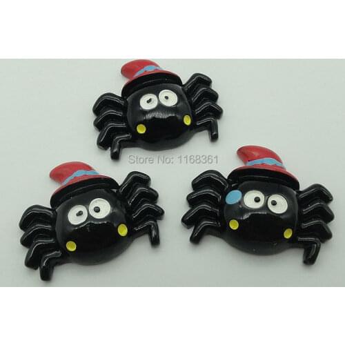 1pcs/lot resin flat back Halloween red hat spider 31mm Cabochons Scrapbooking Hair Bow Center DIY Christmas decration C105-10