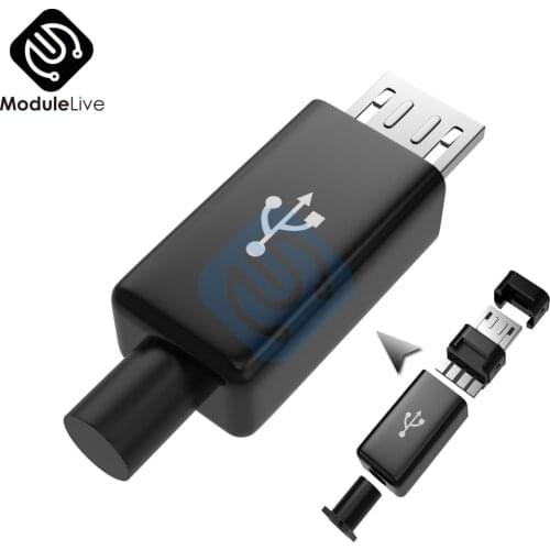 10Pcs Micro USB Male Plug Connector DIY Kit with Covers Black New