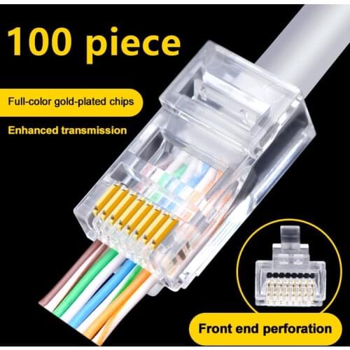 100PCS Cat6 8P8C RJ45 Modular Socket for CAT5 Cat6 LAN Network High Quality RJ45 Ethernet Cable Plugs Modular Adapter Connectors