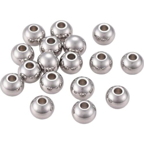 100PCS 304 Stainless Steel Spacer Beads DIY Bracelet Accessories Round Metal Big Hole Loose Beads for Jewelry Making