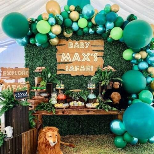 145pcs Green Balloon Garland Arch Kit Birthday Party Decorations Kids Favor Latex Balloons Baby Shower Jungle Safari Party Decor