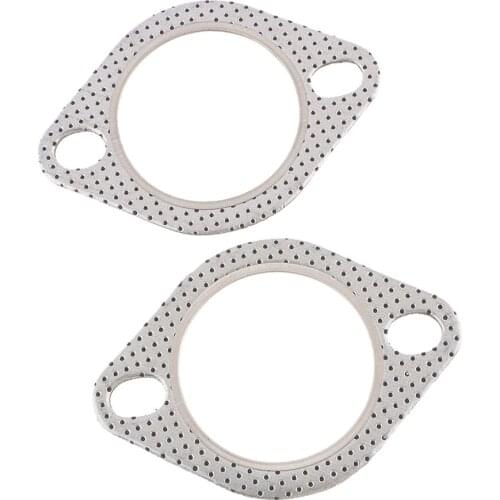 2Piece 2 Bolt/Hole Exhaust Downpipe Flange Gasket DIY Parts for Car, High Pressure Resistant