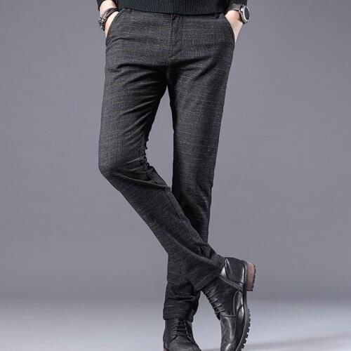 2020 Spring and Autumn New Listing Mens Casual Stretch Slim Trousers Fashion Mens Cotton Grey Casual Pants 26 28