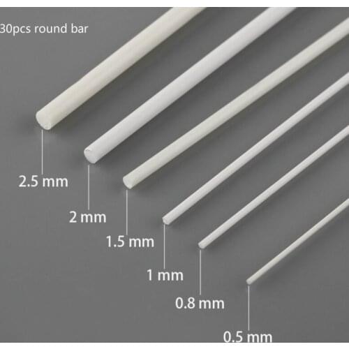 30pcs ABS round sticks, white plastic 500mm long round sticks, DIY house sand table model construction stick tool