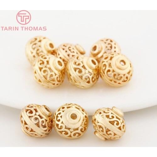 4PCS 10MM 12MM 15MM 24K Champagne Gold Color Plated Brass Spacer Beads Bracelet Beads High Quality Diy Jewelry Accessories