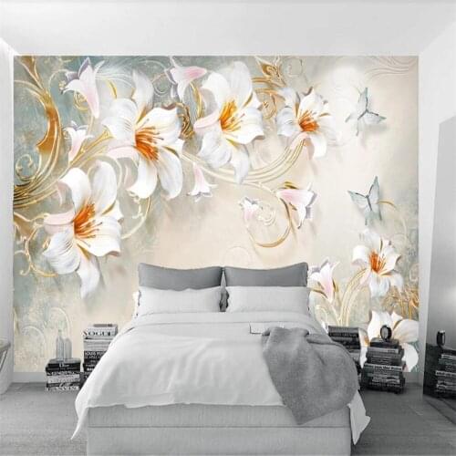 Milofi custom 3D wallpaper mural jewelry embossed three-dimensional European flower background wall decoration painting wallpape