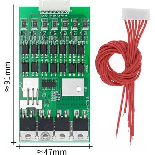 7S Cells 24V 20A W/Balancing Li-ion Lithium 18650 Battery BMS Protection Board Short Circuit Protection Overcharge Overcurrent