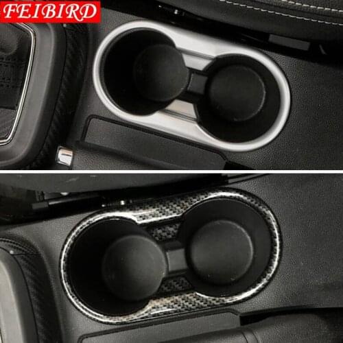 For MG ZS 2018 2019 ABS Auto Accessory Front Water Cup Holder Decoration Cover Trim Matte Silver / Carbon Fiber