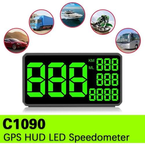 Car GPS HUD Speedometer C1090 Green Screen Display Compatible With All Cars And Trucks Using GPS Signal Guidance To Calculate