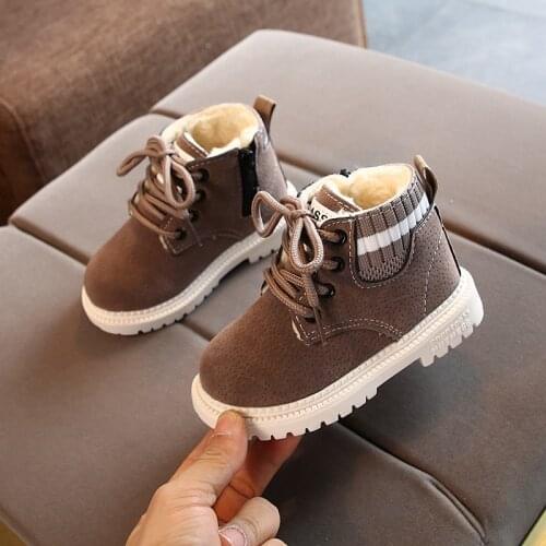 Children Boys Boots Kid Sneaker High Leather Boots For Girls Rubber Anti Slip Snow Boot 2021 Fashion Winter Shoes Toddler Bota