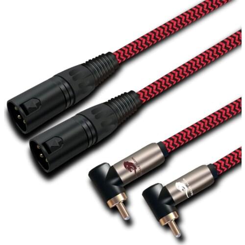Audiophile Audio Cable 2 XLR to 2 Angle RCA for Amplifier Mixing Console Dual RCA to Dual XLR 3 Pin OFC Cable 1M 2M 3M 5M 8M 10M