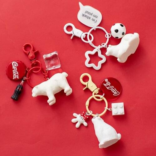 Simulation Animal Keychain Fashion Creative Polar Bear Backpack Pendant Bag Decoration Car Key Accessories Keyring New Product