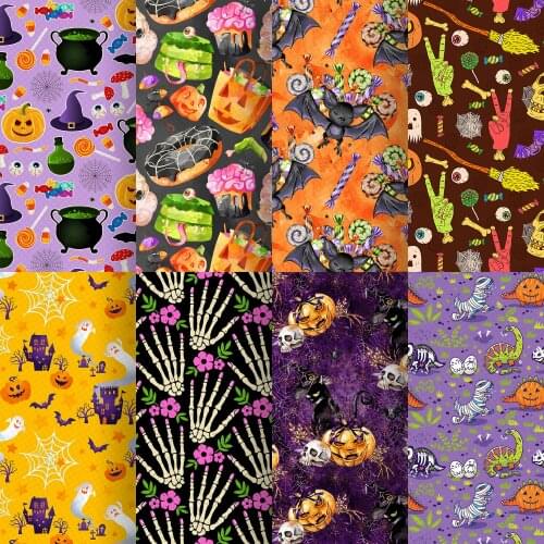 Halloween Faux Leather Sheets Printed Synthetic Leather Fabric For Bow-knot Bags Wallet Earring Scrapbook DIY,1Yc20265