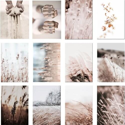 Minimalist Line Love Heart Multi Combination Landscape Painting Wall Decoration Reed Grass Daisy Hand Canvas Poster Home Decor