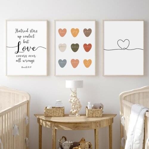 Minimalist Love Quote Heart Canvas Paintings Nursery Baby Posters Print Wall Art Picture Childrens Bedroom Home Decoration