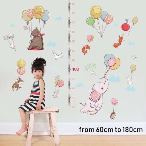 Cartoon Animal Cute balloon Stickers For Kids Room Home Decor Nursery Wall Decals Children Baby Bedroom Art Poster Muraux