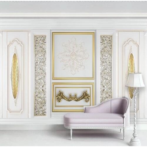Custom 3D Photo Wallpaper Murals European Style Golden Carved Art Wall Painting Wall Papers Home Decor Living Room TV Background