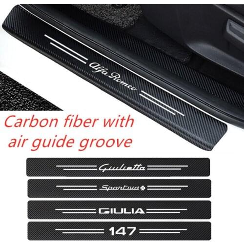New Carbon Fiber Car Door Sill Plate Sticker For Alfa Romeo Giulia Giulietta 159 156 MITO Stelvio 147 Sportiva Auto Accessories