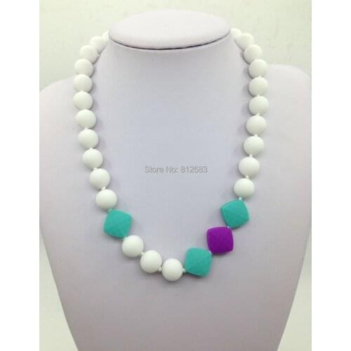 New BPA Free Silicone Baby Teething Necklace Wholesale fashion stainless steel necklace Silicone necklace Free Shipping