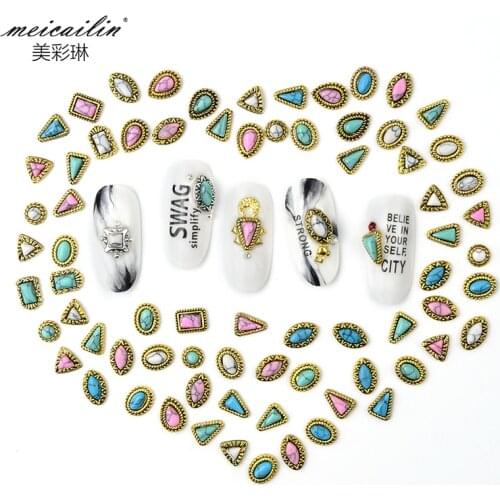 New Arrival 50pcs Mix Multi-size Japanese 3D Metal Retro Alloy Rhinestones for Nails Gem Charms Jewelry on Nail Art Decorations