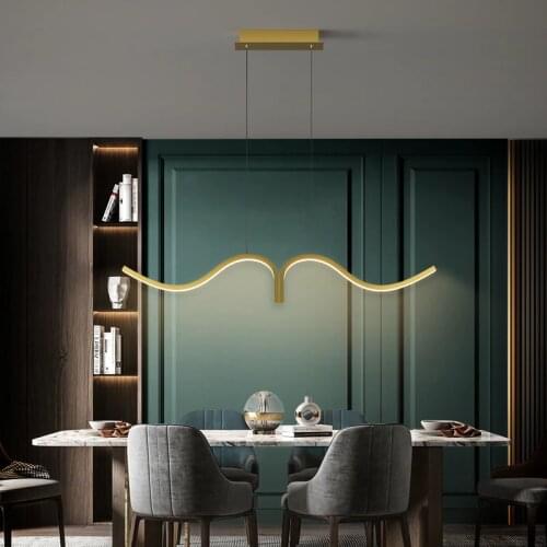 New modern LED chandelier minimalist gold/black/white line book chandelier restaurant table dining room bar counter design lamp