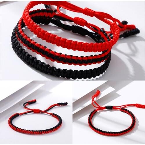 Charm Classic Braid Bracelets Lucky Handmade Adjustable Nylon Rope Knots Fashion Jewelry Black Red Bracelet&Bangle for Women Men