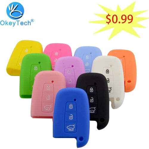 OkeyTech Smart Remote Car Key Fob Silicone Case Cover Protector For Hyundai Solaris HB20 Veloster SR IX35 Accent Elantra i30 3B