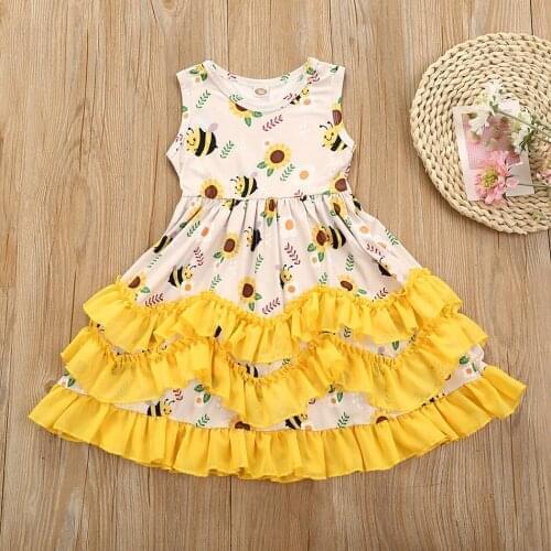 1-6 Years Girls Dresses Kids Summer Sleeveless Strap Princess Dress Cotton Flower Print Children Clothes Girl Casual Sundress